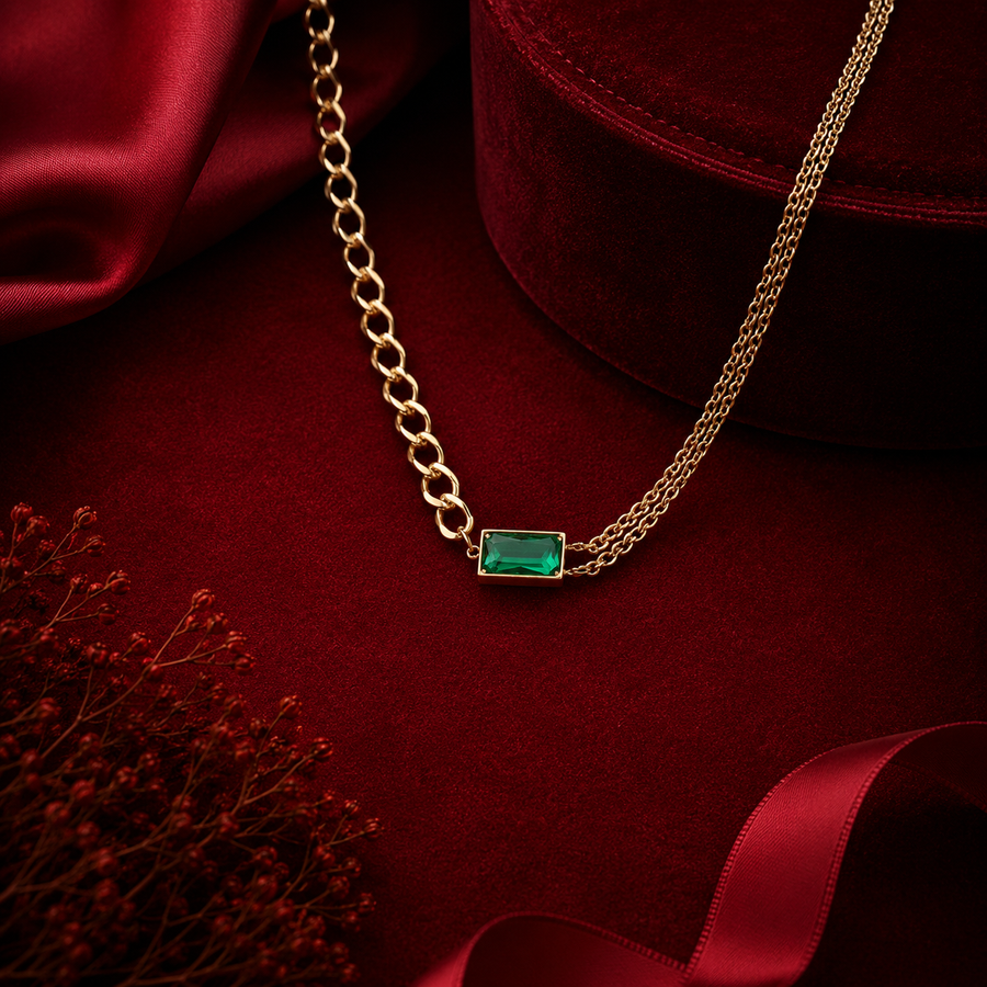 Emerald Bar Necklace