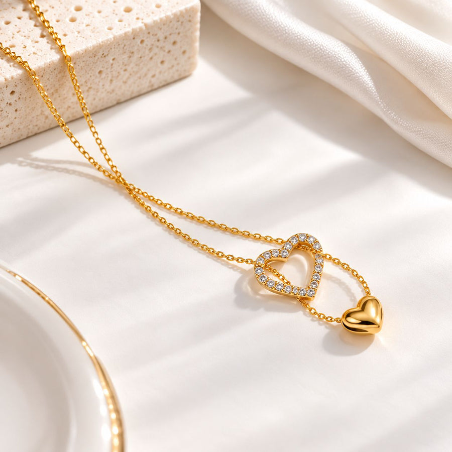 Double Heart Layered Necklace