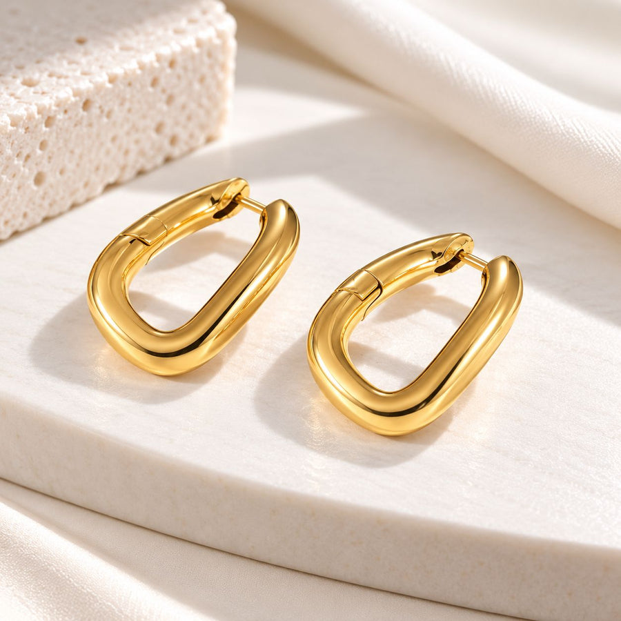 Sculpted Oval Hoop Earrings