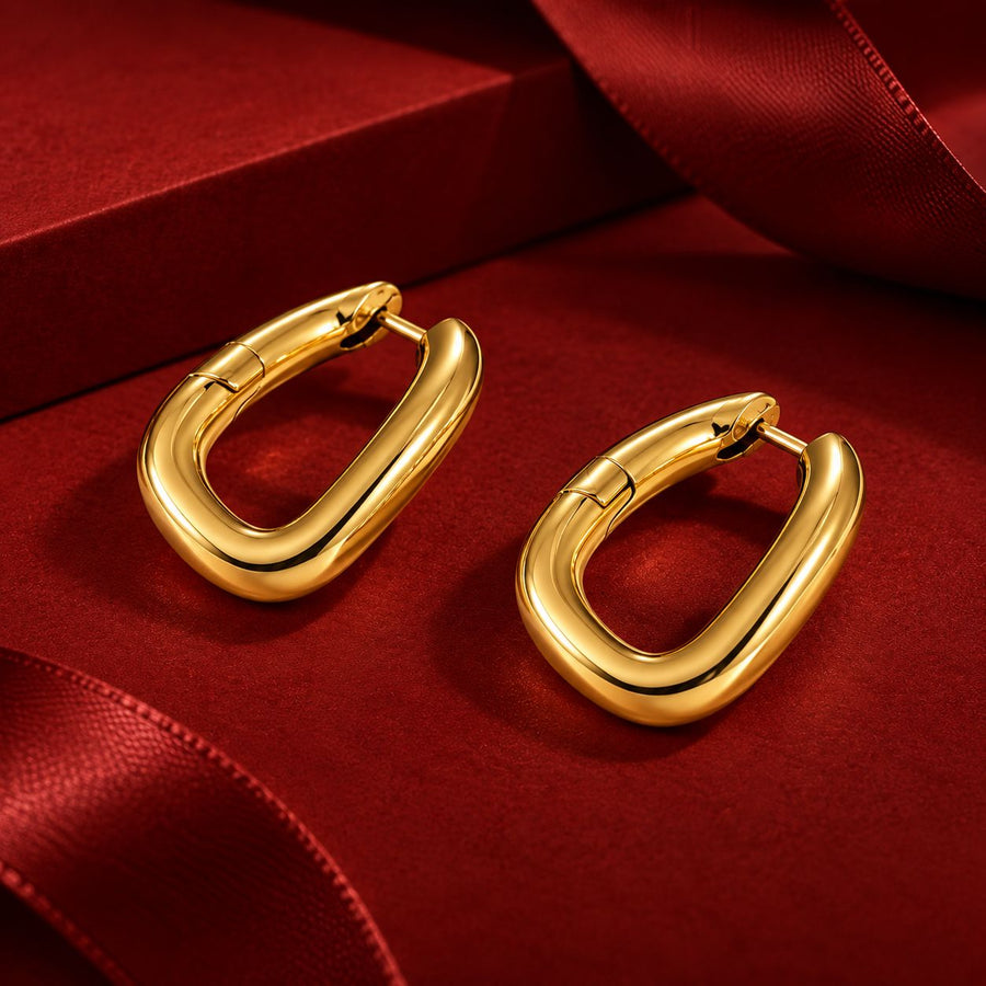 Sculpted Oval Hoop Earrings